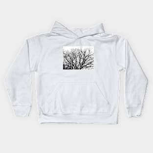 Winter wood in the country. Kids Hoodie